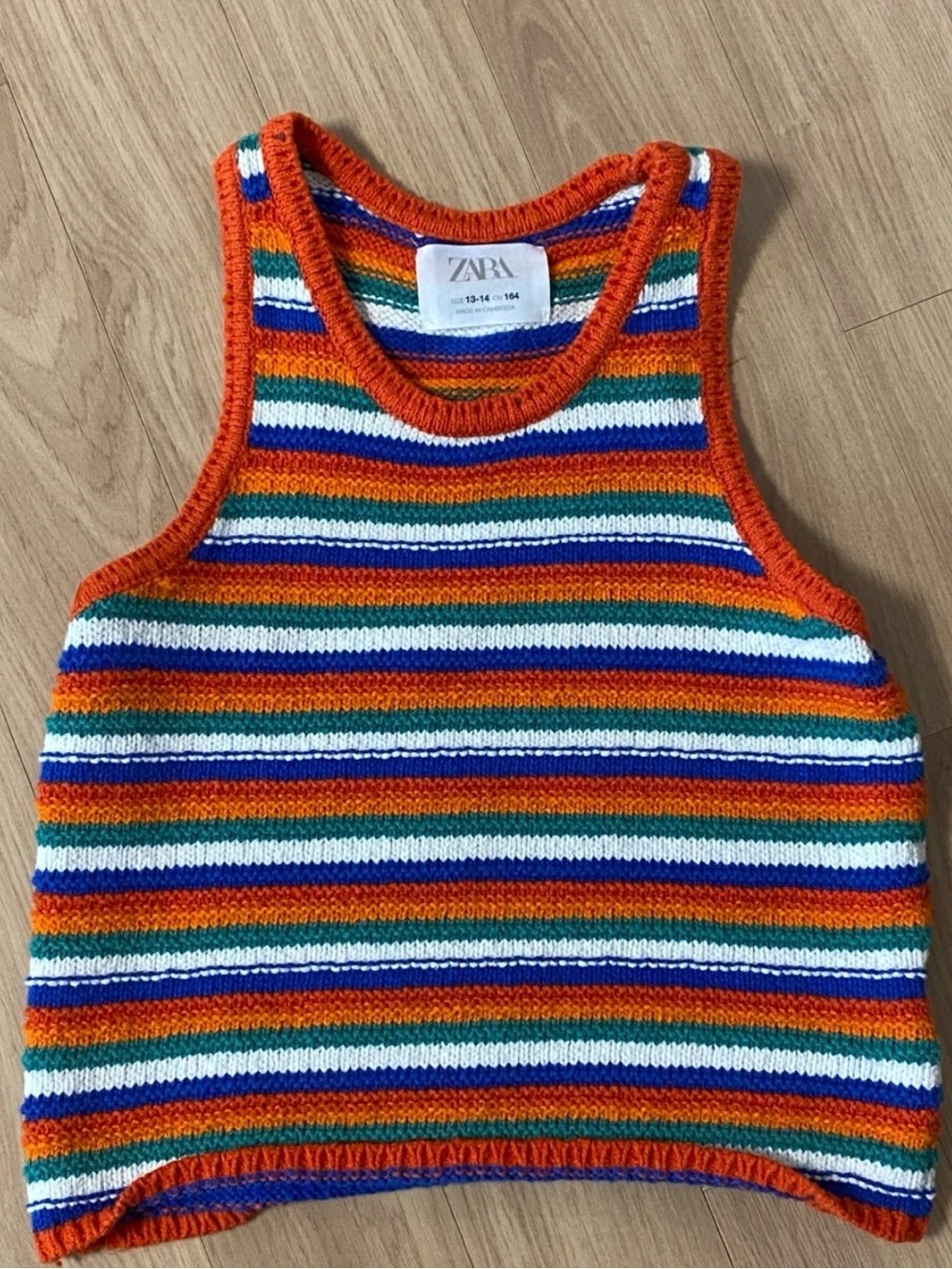 Zara Kids colorful stripes knit tank top